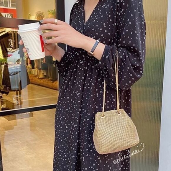 NEW Evening Bag Sparkly Rhinestone Bucket Purse - Picture 2 of 10